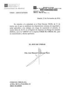 Coge el Cielo · Alta en el RERA